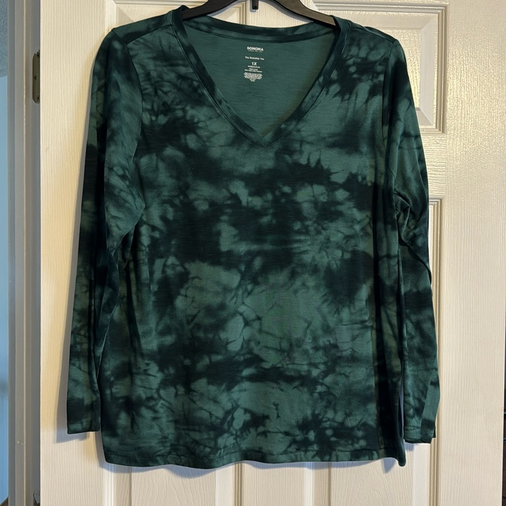 Green Knit Long Sleeve Sonoma Top Plus 1X